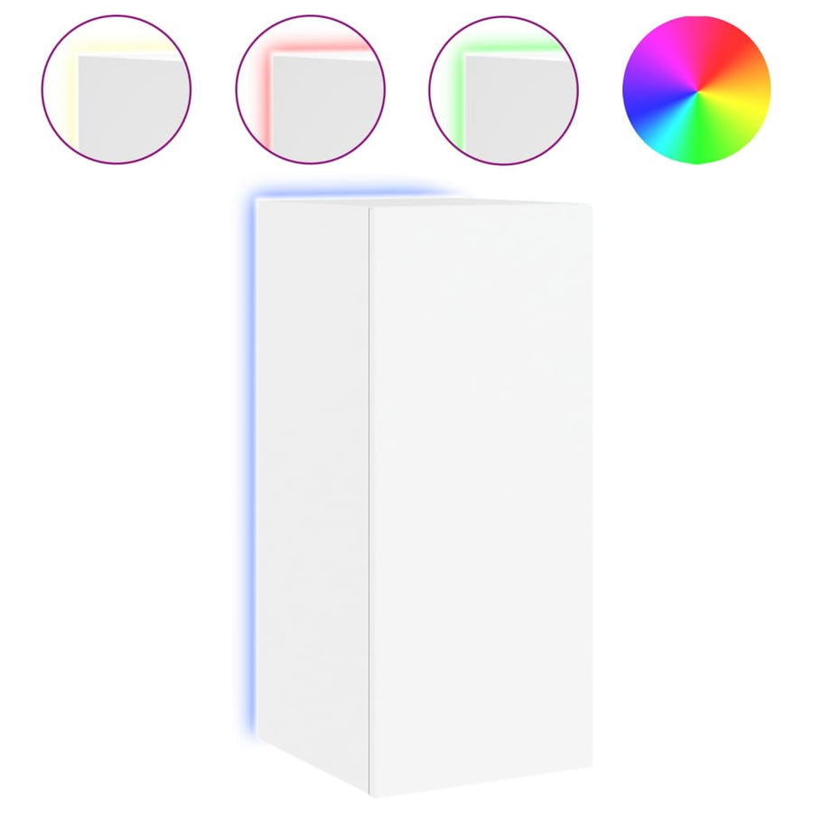 Tv-Wandmeubel Met Led-Verlichting 30,5X35X70 Cm Wit
