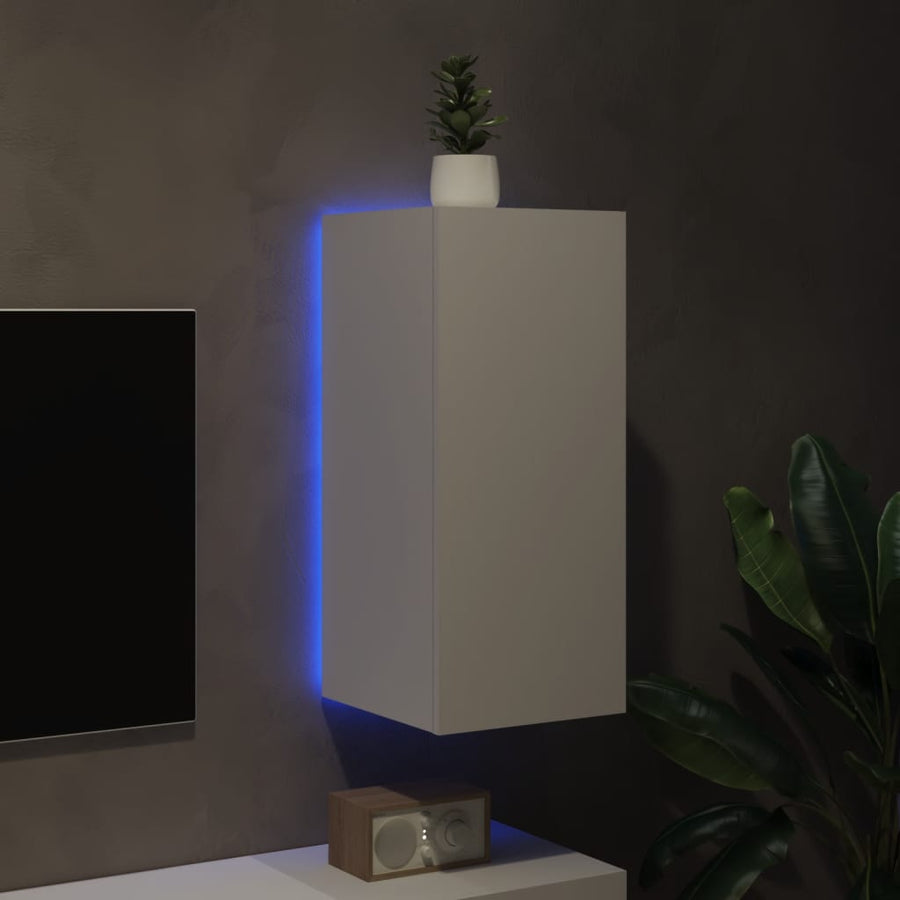 Tv-Wandmeubel Met Led-Verlichting 30,5X35X70 Cm Wit