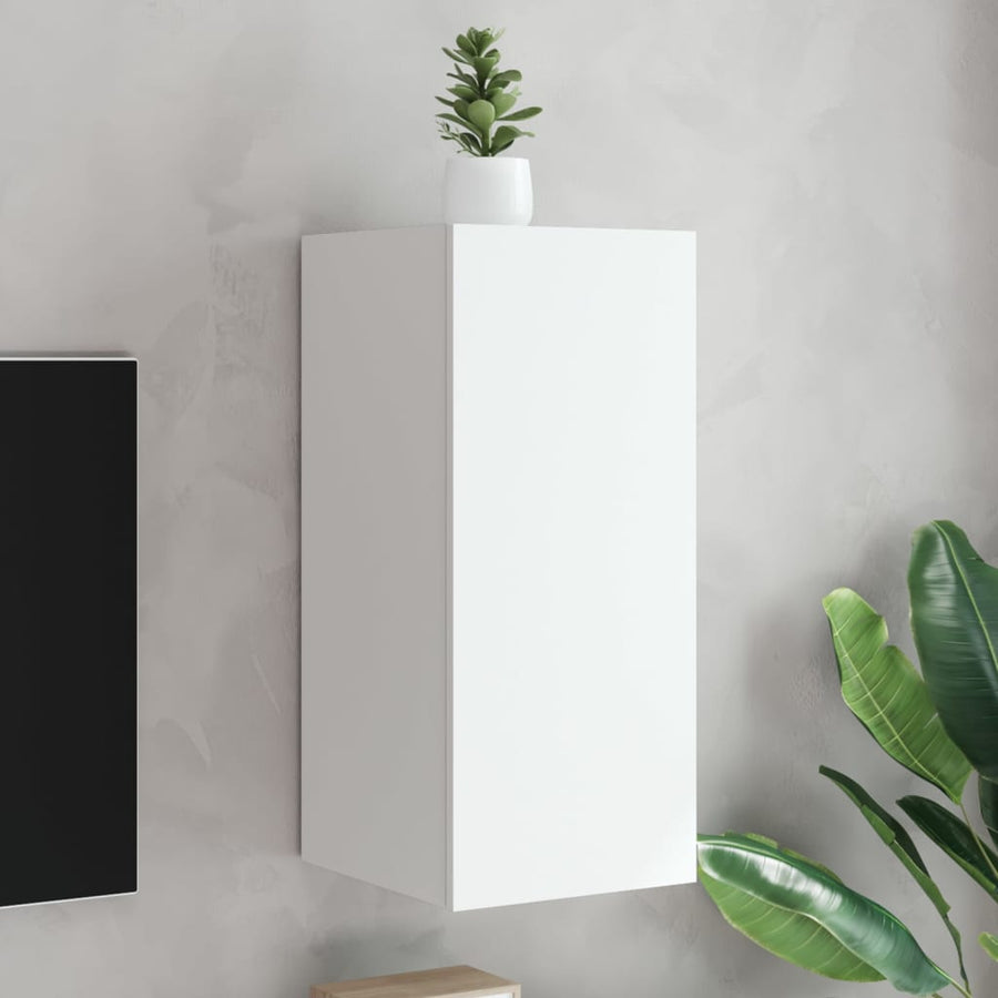 Tv-Wandmeubel Met Led-Verlichting 30,5X35X70 Cm Wit
