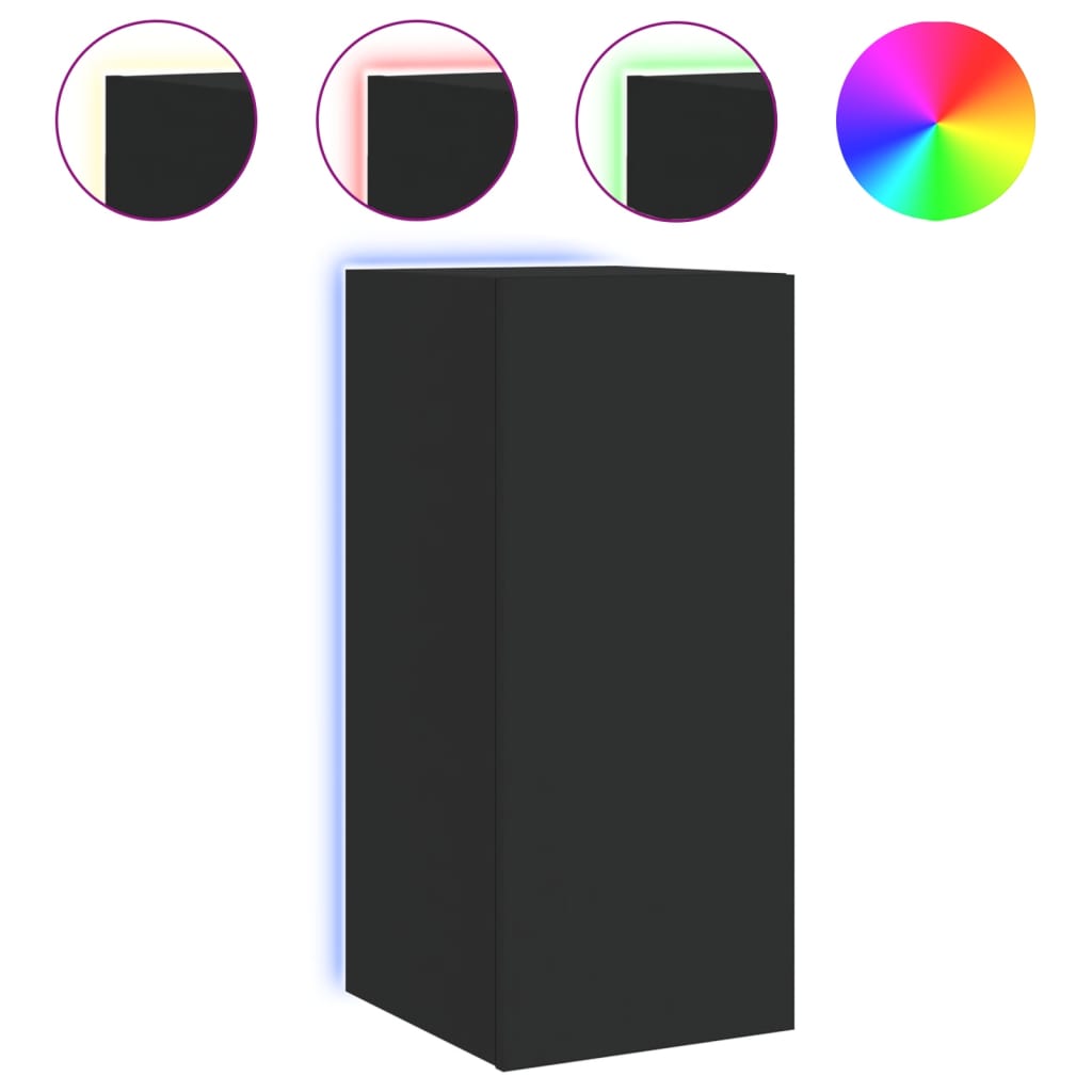 Tv-Wandmeubel Met Led-Verlichting 30,5X35X70 Cm Zwart