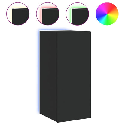 Tv-Wandmeubel Met Led-Verlichting 30,5X35X70 Cm Zwart