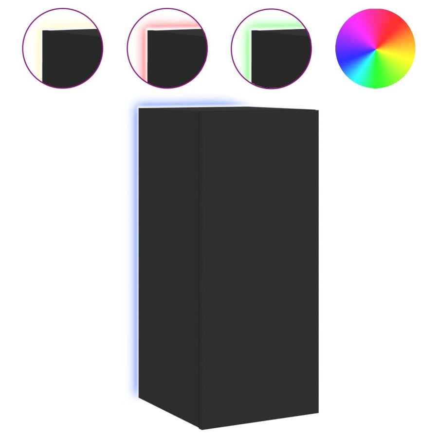 Tv-Wandmeubel Met Led-Verlichting 30,5X35X70 Cm Zwart