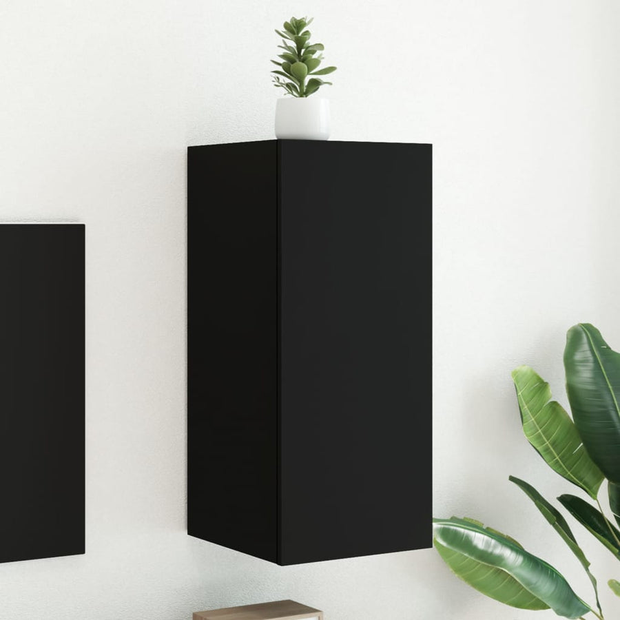 Tv-Wandmeubel Met Led-Verlichting 30,5X35X70 Cm Zwart