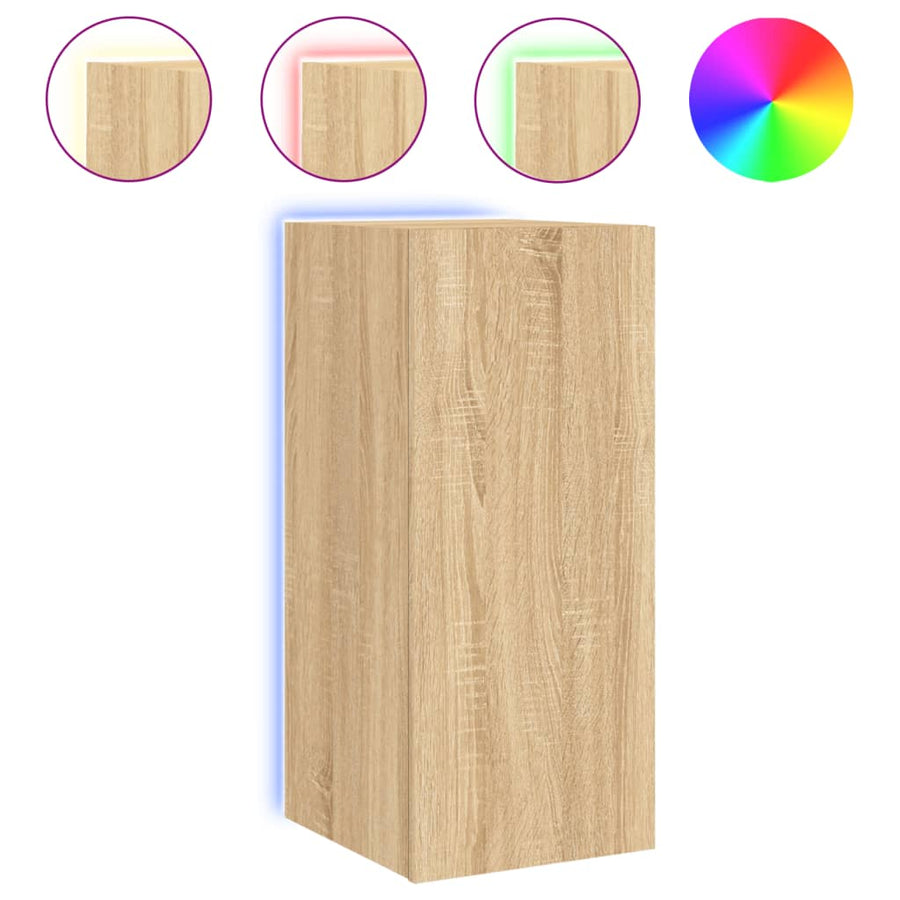 Tv-Wandmeubel Met Led-Verlichting 30,5X35X70 Cm Sonoma Eiken