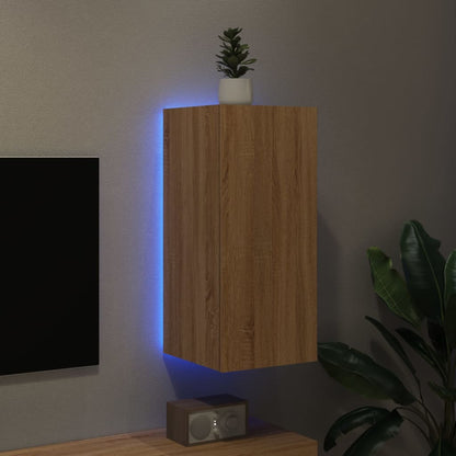 Tv-Wandmeubel Met Led-Verlichting 30,5X35X70 Cm Sonoma Eiken