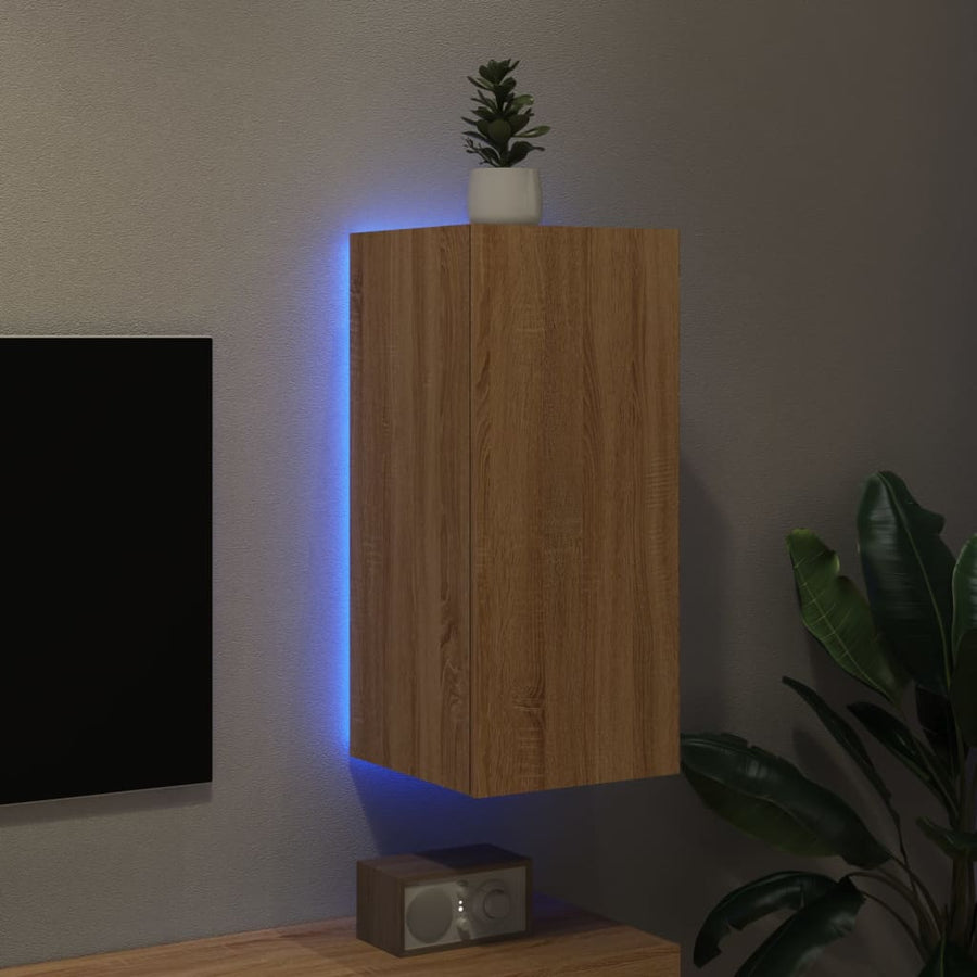 Tv-Wandmeubel Met Led-Verlichting 30,5X35X70 Cm Sonoma Eiken