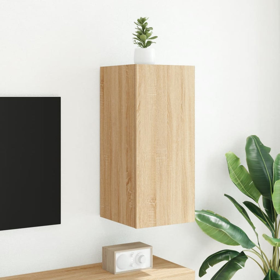Tv-Wandmeubel Met Led-Verlichting 30,5X35X70 Cm Sonoma Eiken