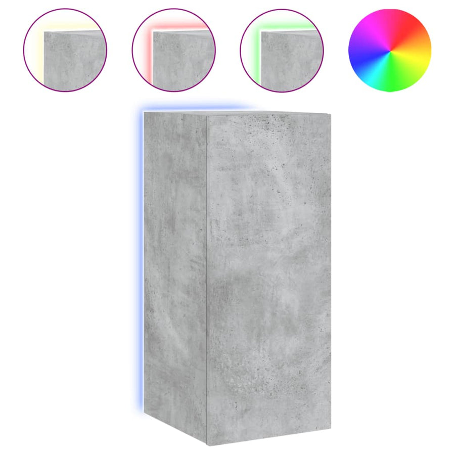 Tv-Wandmeubel Met Led-Verlichting 30,5X35X70 Cm Betongrijs