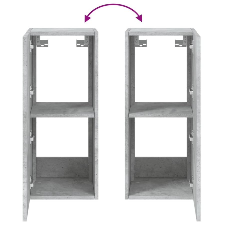 Tv-Wandmeubel Met Led-Verlichting 30,5X35X70 Cm Betongrijs