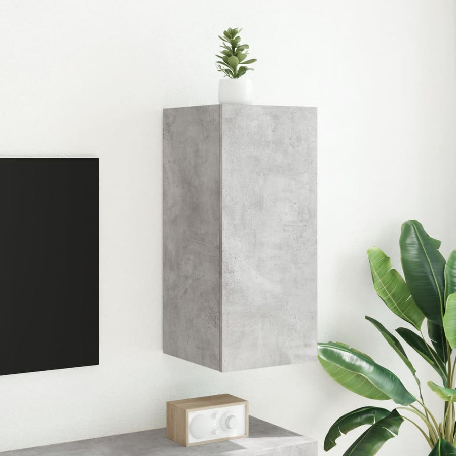 Tv-Wandmeubel Met Led-Verlichting 30,5X35X70 Cm Betongrijs