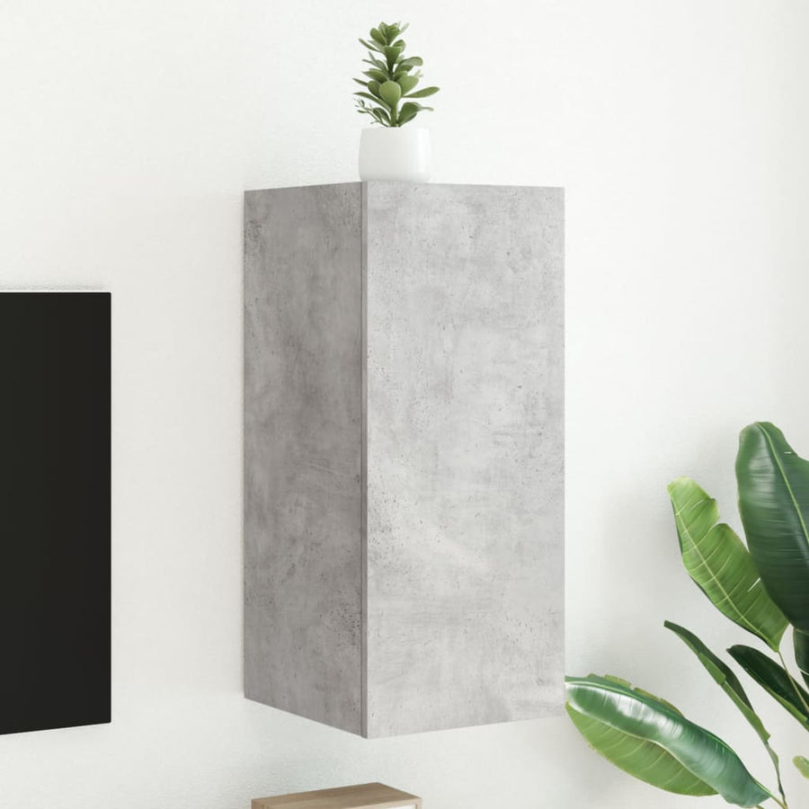 Tv-Wandmeubel Met Led-Verlichting 30,5X35X70 Cm Betongrijs
