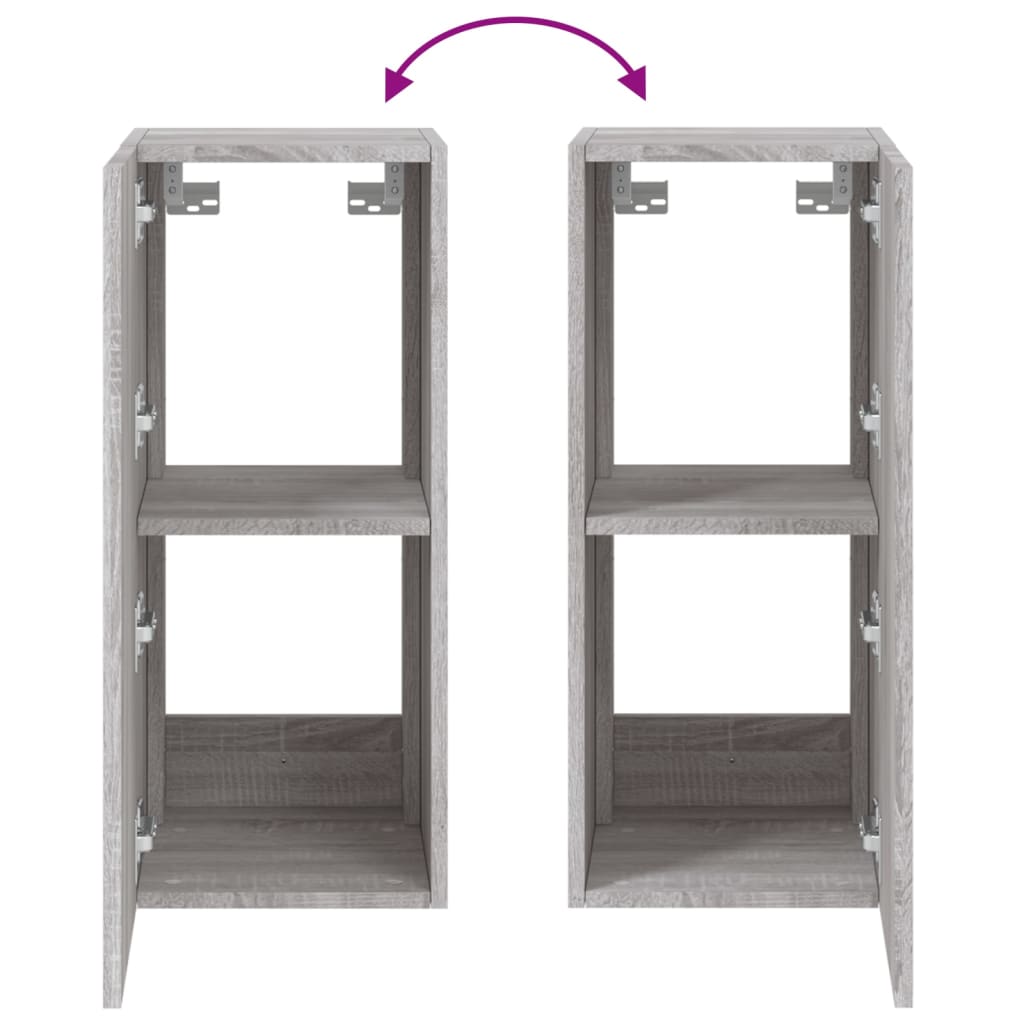 Tv-Wandmeubel Met Led-Verlichting 30,5X35X70 Cm Grijs Sonoma