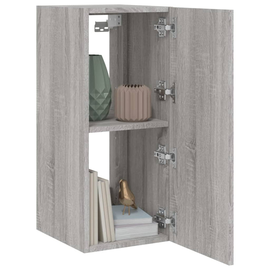 Tv-Wandmeubel Met Led-Verlichting 30,5X35X70 Cm Grijs Sonoma
