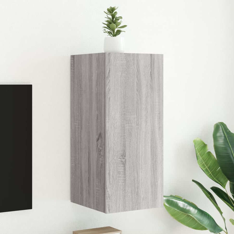 Tv-Wandmeubel Met Led-Verlichting 30,5X35X70 Cm Grijs Sonoma