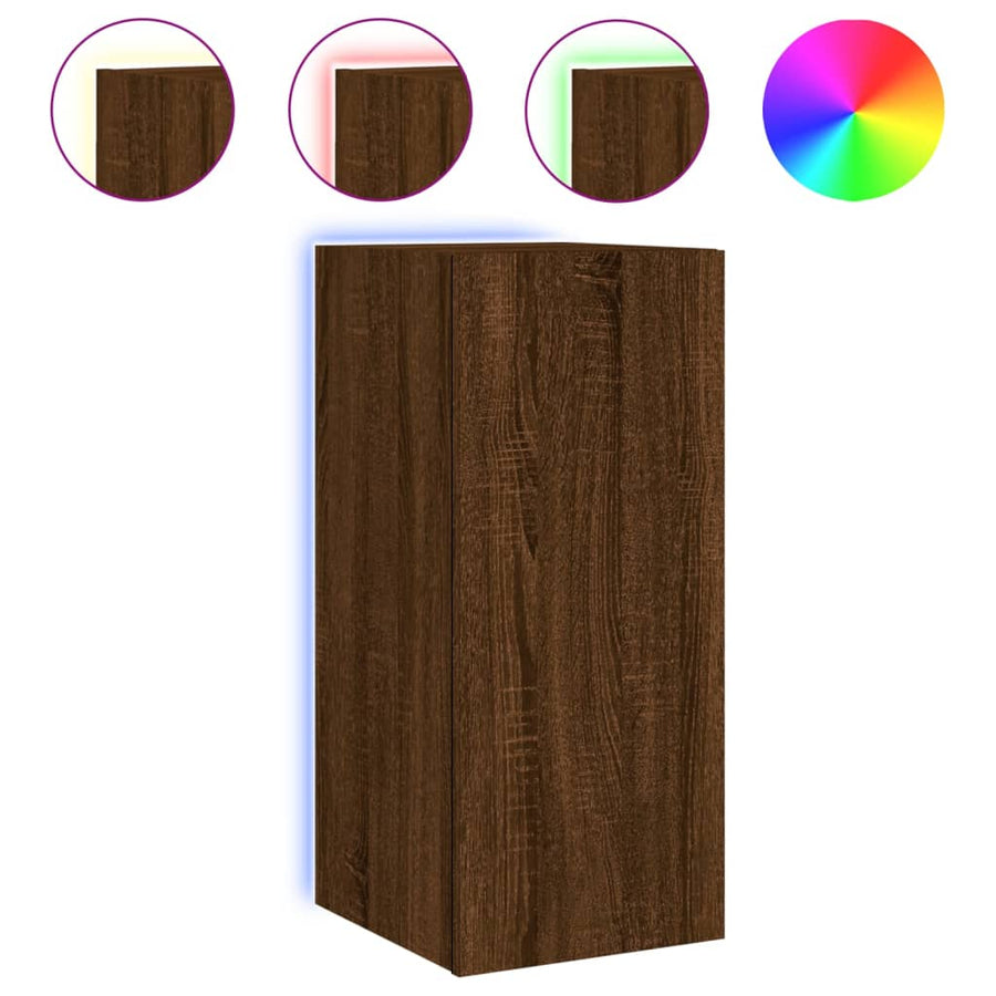 Tv-Wandmeubel Met Led-Verlichting 30,5X35X70 Cm Bruineikenkleur