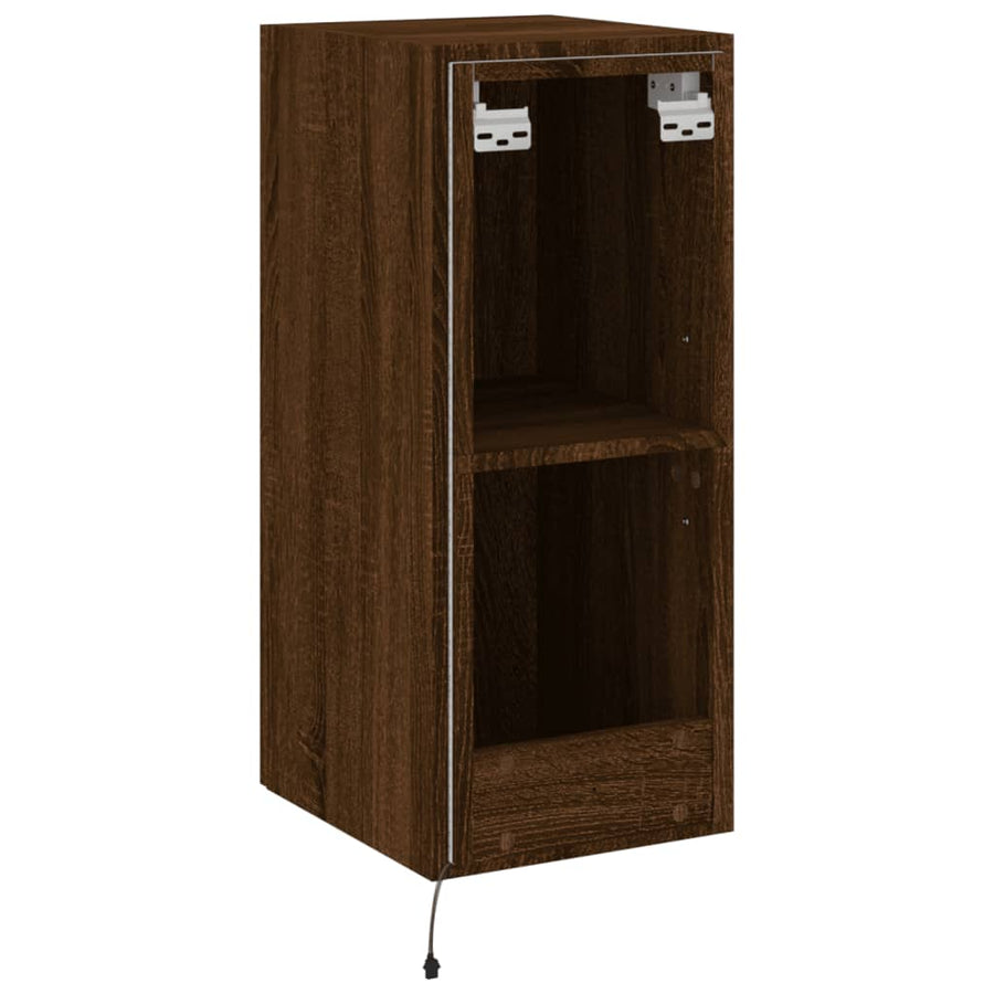 Tv-Wandmeubel Met Led-Verlichting 30,5X35X70 Cm Bruineikenkleur