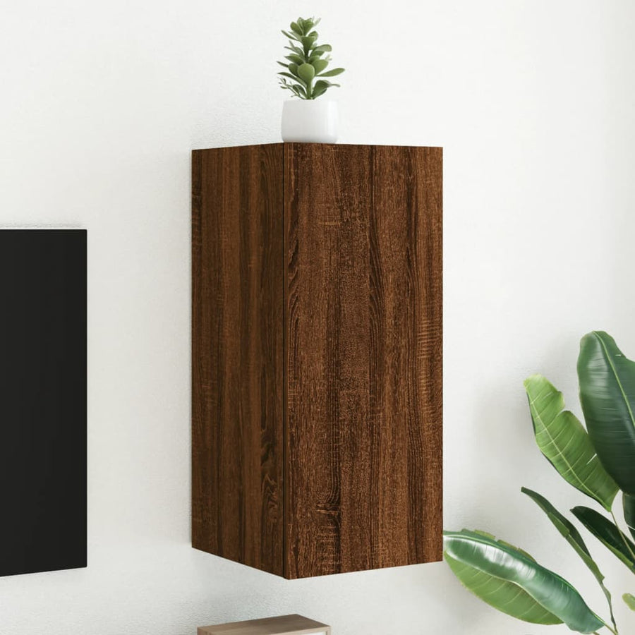 Tv-Wandmeubel Met Led-Verlichting 30,5X35X70 Cm Bruineikenkleur