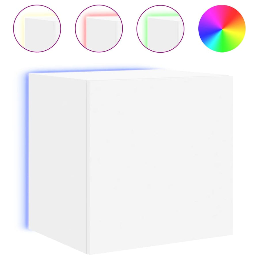 Tv-Wandmeubel Met Led-Verlichting 40,5X35X40 Cm Wit