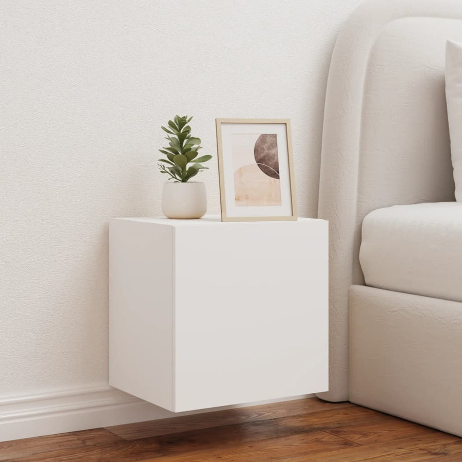 Tv-Wandmeubel Met Led-Verlichting 40,5X35X40 Cm Wit