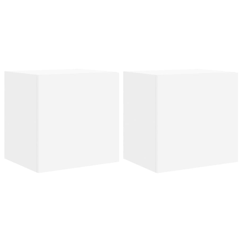 Tv-Wandmeubelen Met Led-Verlichting 2 St 40,5X35X40 Cm Wit