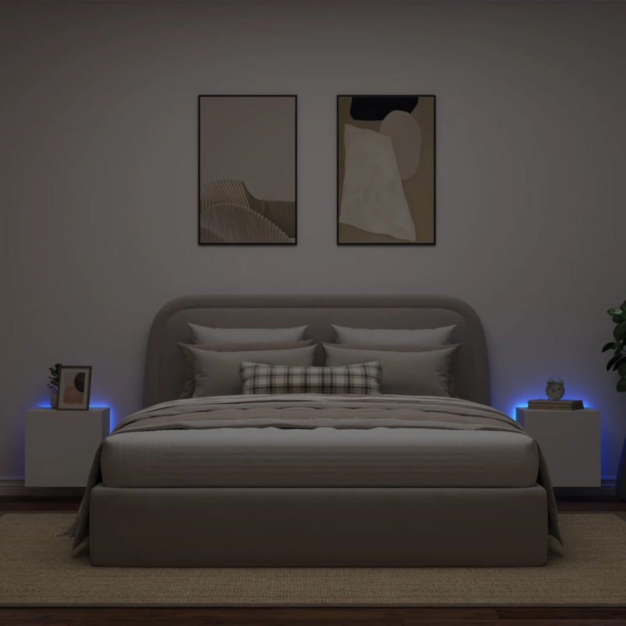 Tv-Wandmeubelen Met Led-Verlichting 2 St 40,5X35X40 Cm Wit