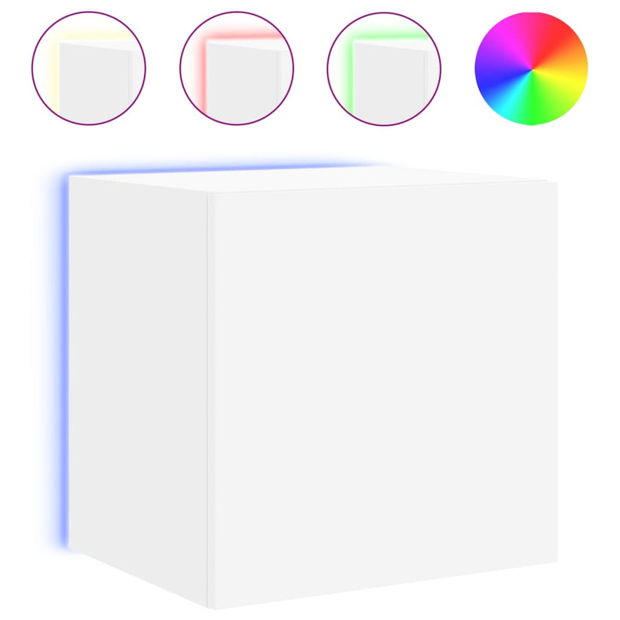 Tv-Wandmeubelen Met Led-Verlichting 2 St 40,5X35X40 Cm Wit