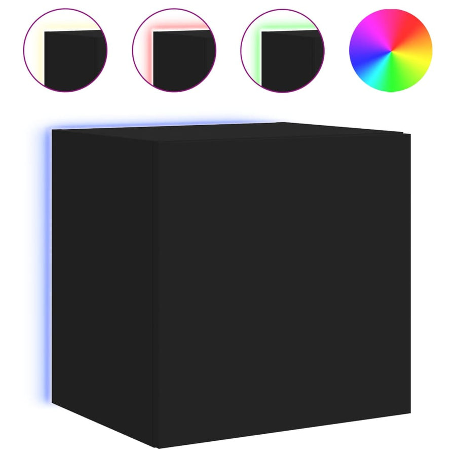 Tv-Wandmeubel Met Led-Verlichting 40,5X35X40 Cm Zwart