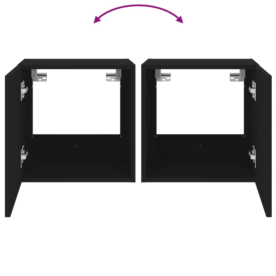 Tv-Wandmeubel Met Led-Verlichting 40,5X35X40 Cm Zwart