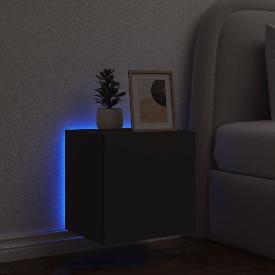 Tv-Wandmeubel Met Led-Verlichting 40,5X35X40 Cm Zwart