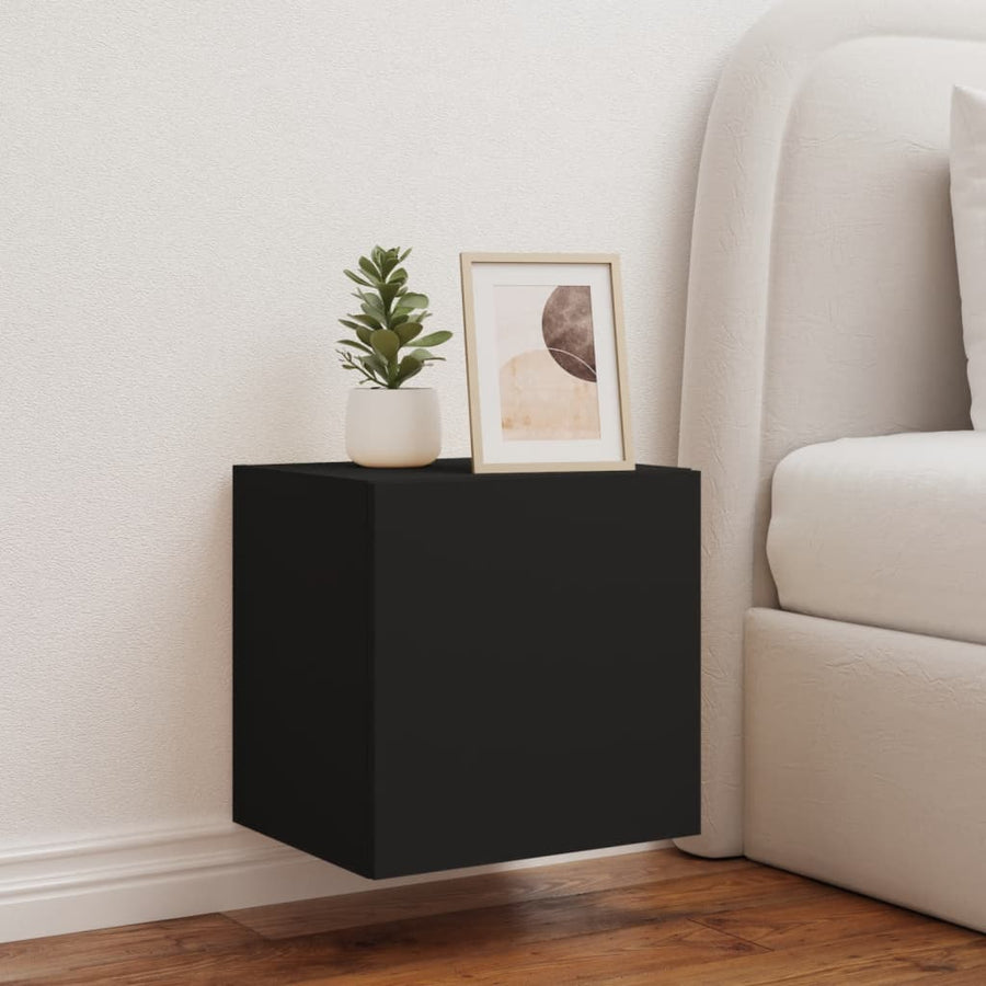 Tv-Wandmeubel Met Led-Verlichting 40,5X35X40 Cm Zwart