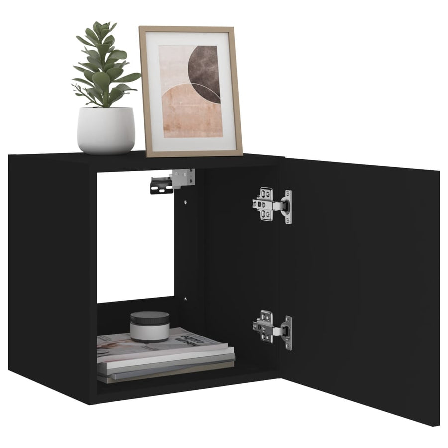 Tv-Wandmeubel Met Led-Verlichting 40,5X35X40 Cm Zwart
