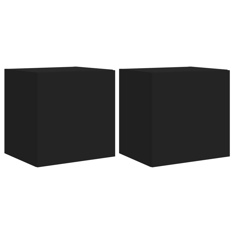 Tv-Wandmeubelen Met Led-Verlichting 2 St 40,5X35X40 Cm Zwart