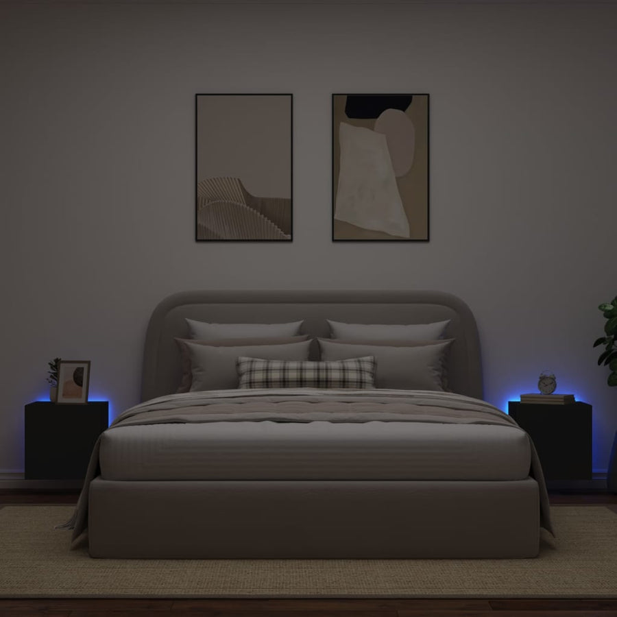 Tv-Wandmeubelen Met Led-Verlichting 2 St 40,5X35X40 Cm Zwart