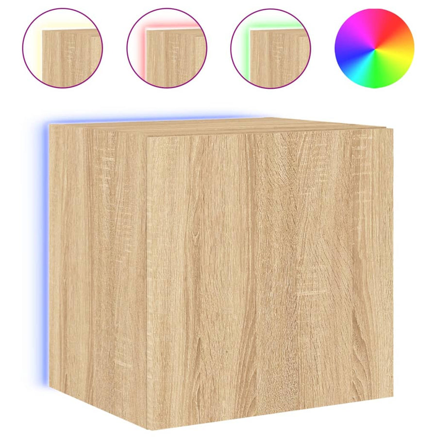 Tv-Wandmeubel Met Led-Verlichting 40,5X35X40 Cm Sonoma Eiken