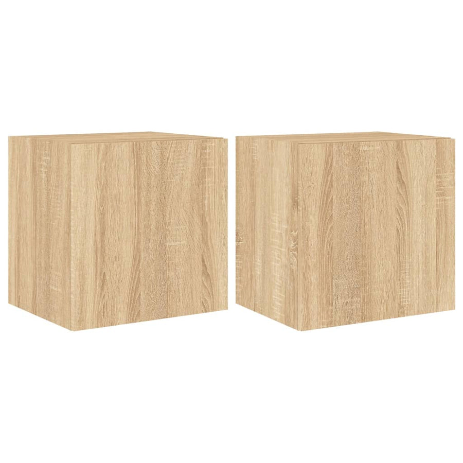 Tv-Wandmeubelen Met Led 2 St 40,5X35X40 Cm Sonoma Eikenkleurig