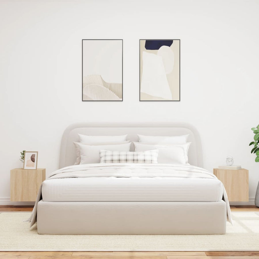 Tv-Wandmeubelen Met Led 2 St 40,5X35X40 Cm Sonoma Eikenkleurig