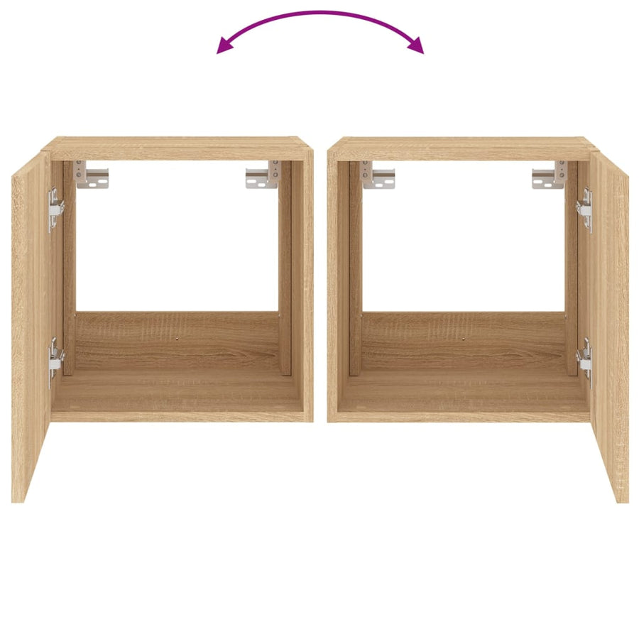 Tv-Wandmeubelen Met Led 2 St 40,5X35X40 Cm Sonoma Eikenkleurig