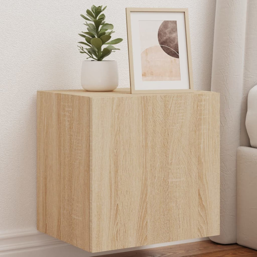 Tv-Wandmeubelen Met Led 2 St 40,5X35X40 Cm Sonoma Eikenkleurig
