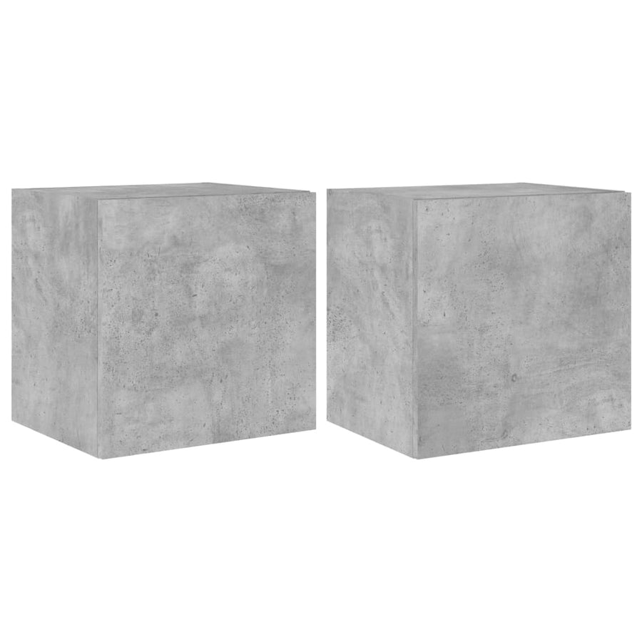 Tv-Wandmeubelen Met Led 2 St 40,5X35X40 Cm Betongrijs