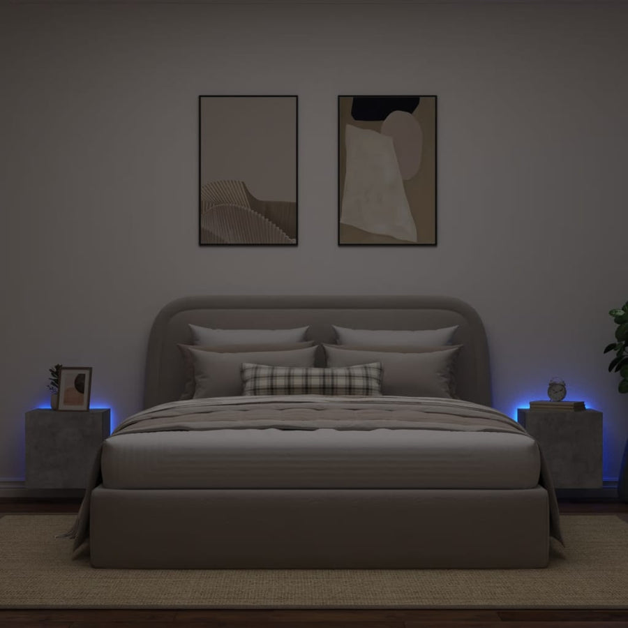 Tv-Wandmeubelen Met Led 2 St 40,5X35X40 Cm Betongrijs