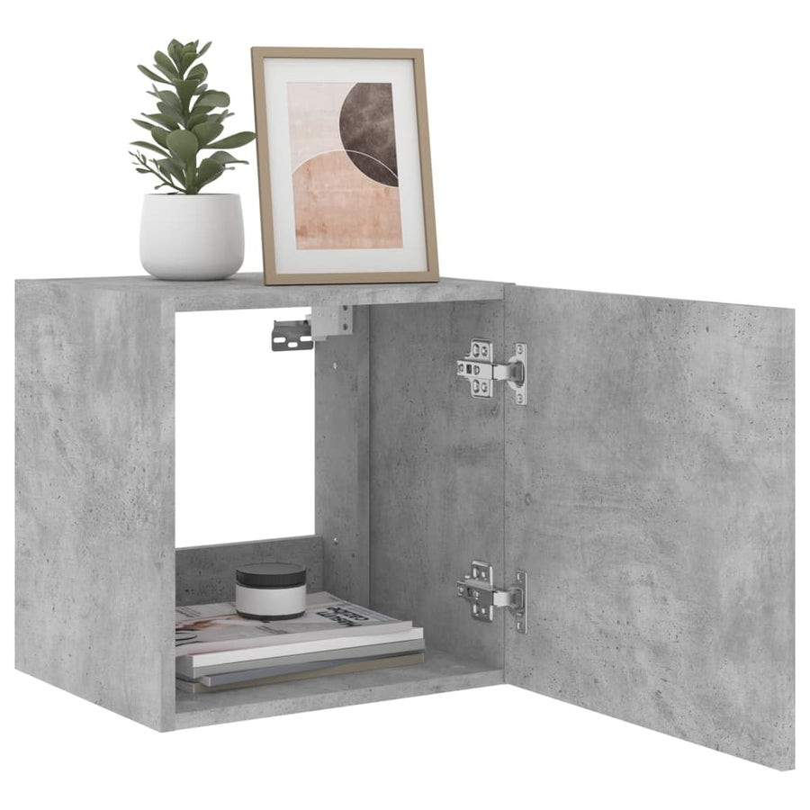 Tv-Wandmeubelen Met Led 2 St 40,5X35X40 Cm Betongrijs