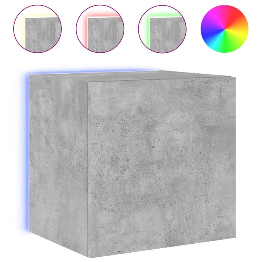 Tv-Wandmeubelen Met Led 2 St 40,5X35X40 Cm Betongrijs
