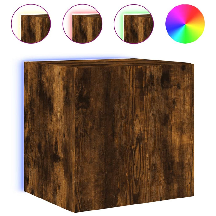 Tv-Wandmeubel Met Led-Verlichting 40,5X35X40 Cm Gerookt Eiken