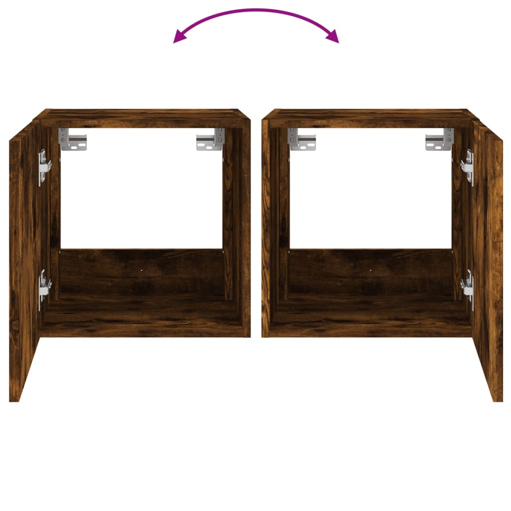 Tv-Wandmeubel Met Led-Verlichting 40,5X35X40 Cm Gerookt Eiken