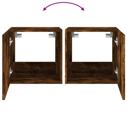 Tv-Wandmeubel Met Led-Verlichting 40,5X35X40 Cm Gerookt Eiken