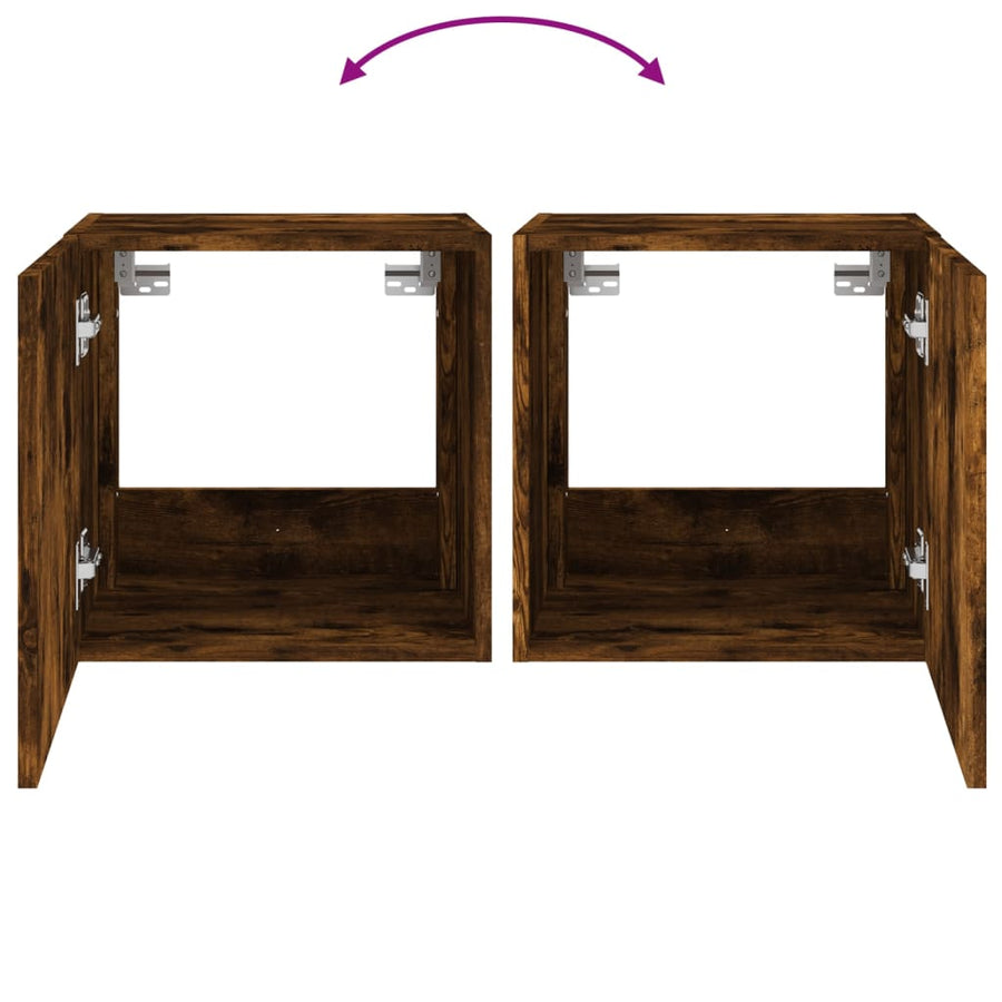 Tv-Wandmeubel Met Led-Verlichting 40,5X35X40 Cm Gerookt Eiken