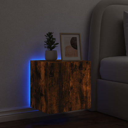 Tv-Wandmeubel Met Led-Verlichting 40,5X35X40 Cm Gerookt Eiken