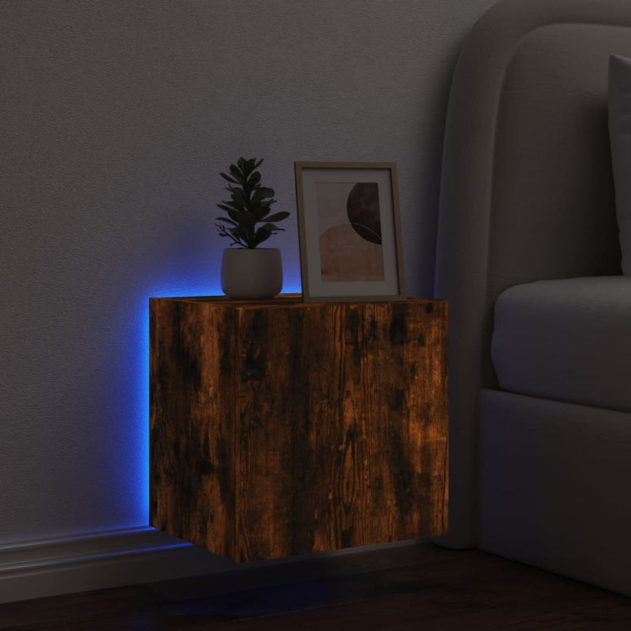 Tv-Wandmeubel Met Led-Verlichting 40,5X35X40 Cm Gerookt Eiken