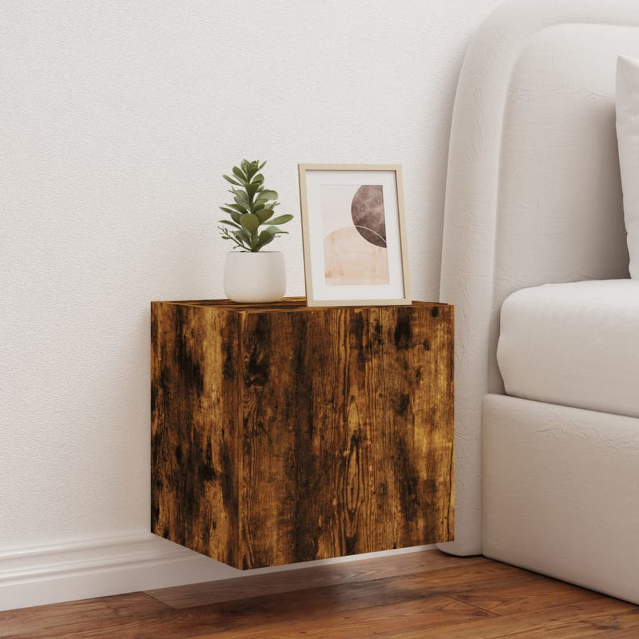 Tv-Wandmeubel Met Led-Verlichting 40,5X35X40 Cm Gerookt Eiken
