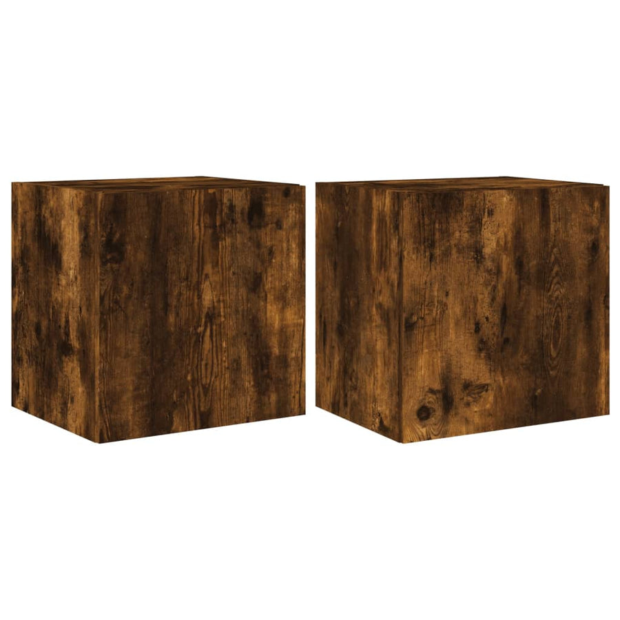 Tv-Wandmeubelen Met Led 2 St 40,5X35X40 Cm Gerookt Eikenkleurig